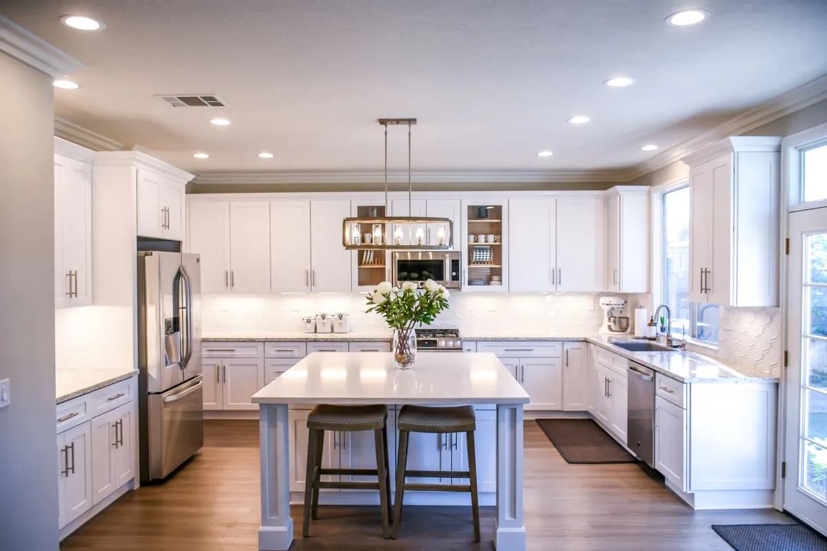Spotless bright kitchen in a carefully maintained modern home.