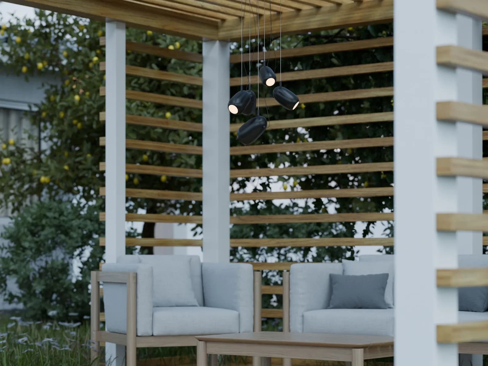 Spotless residential garden patio with tidy seating and freshly cleaned decking.